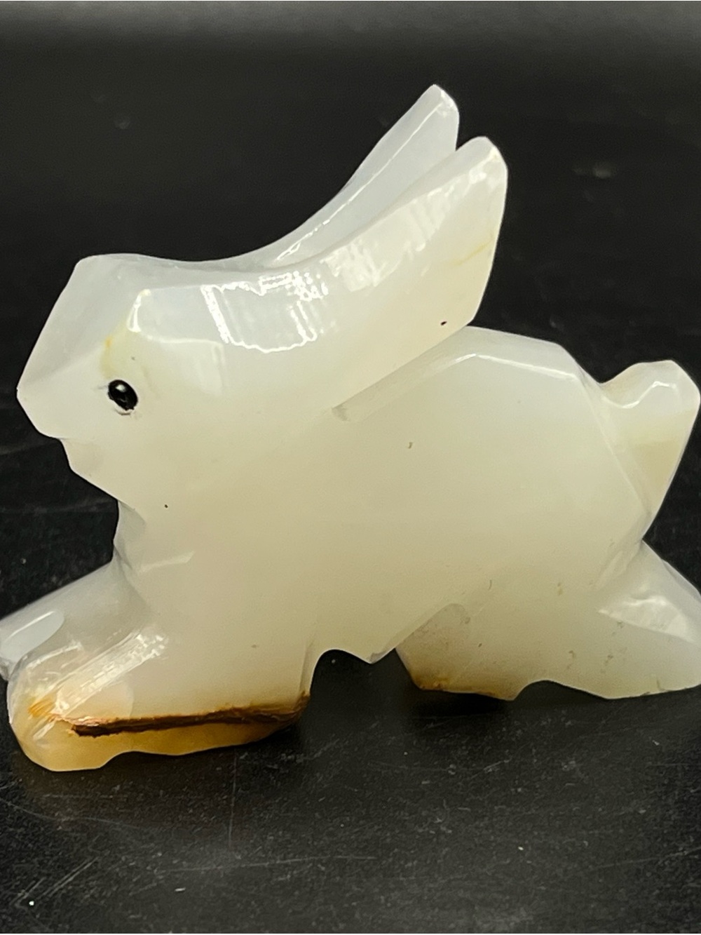 White Rabbit Onyx Figurine - Small Stine Accent 2”